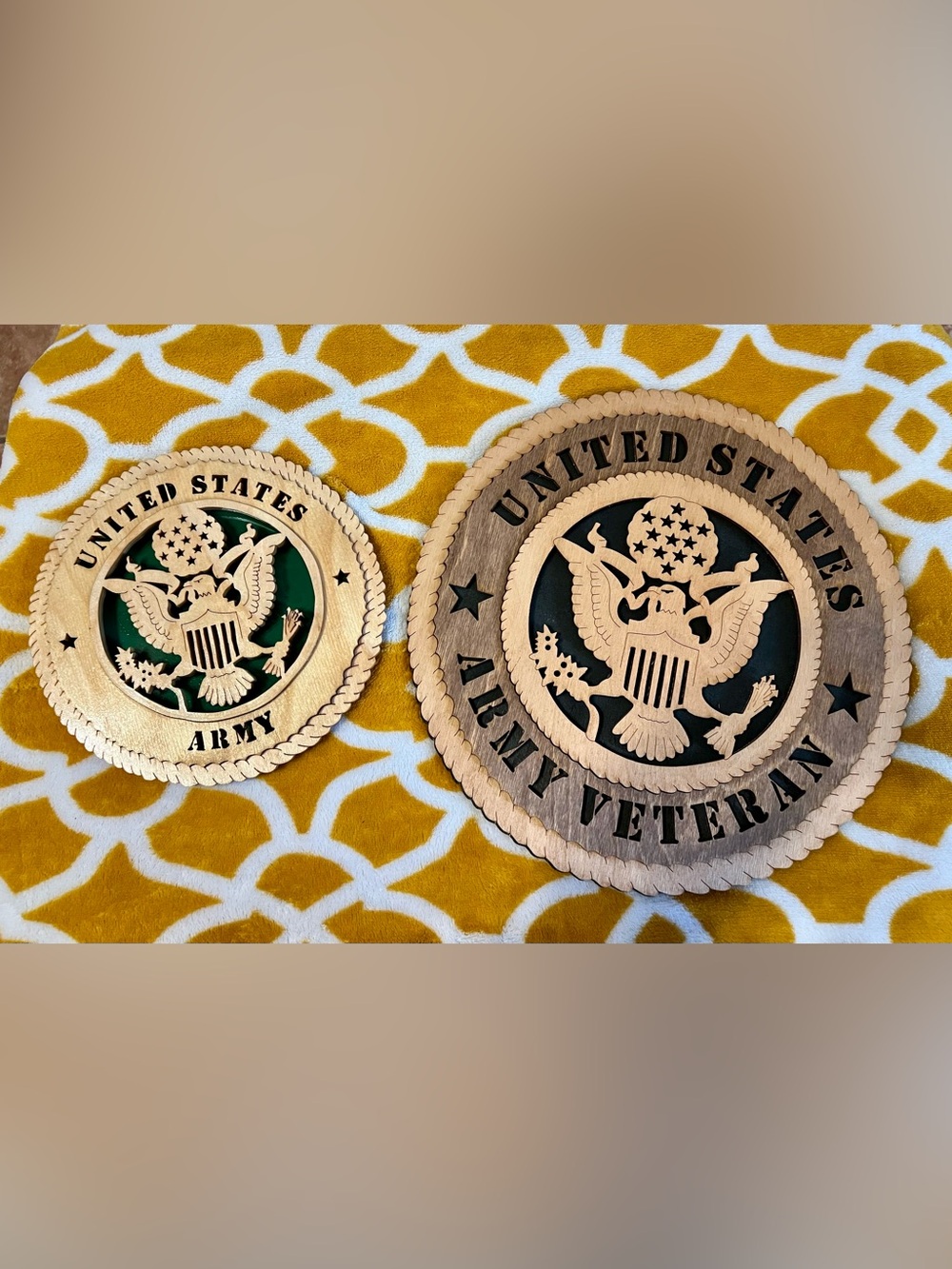 Wooden United States Army Veteran Wall Plaque - Natural Wood & Dark Accents